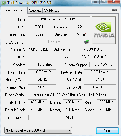 ASUS Lamborghini VX3. Информация о видеоподсистеме