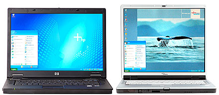 У Fujitsu Siemens матовый 15,1-дюймовый экран с разрешением 1400 х 1050, а у HP – глянцевый 15,4-дюймовый с разрешением 1280 х 800